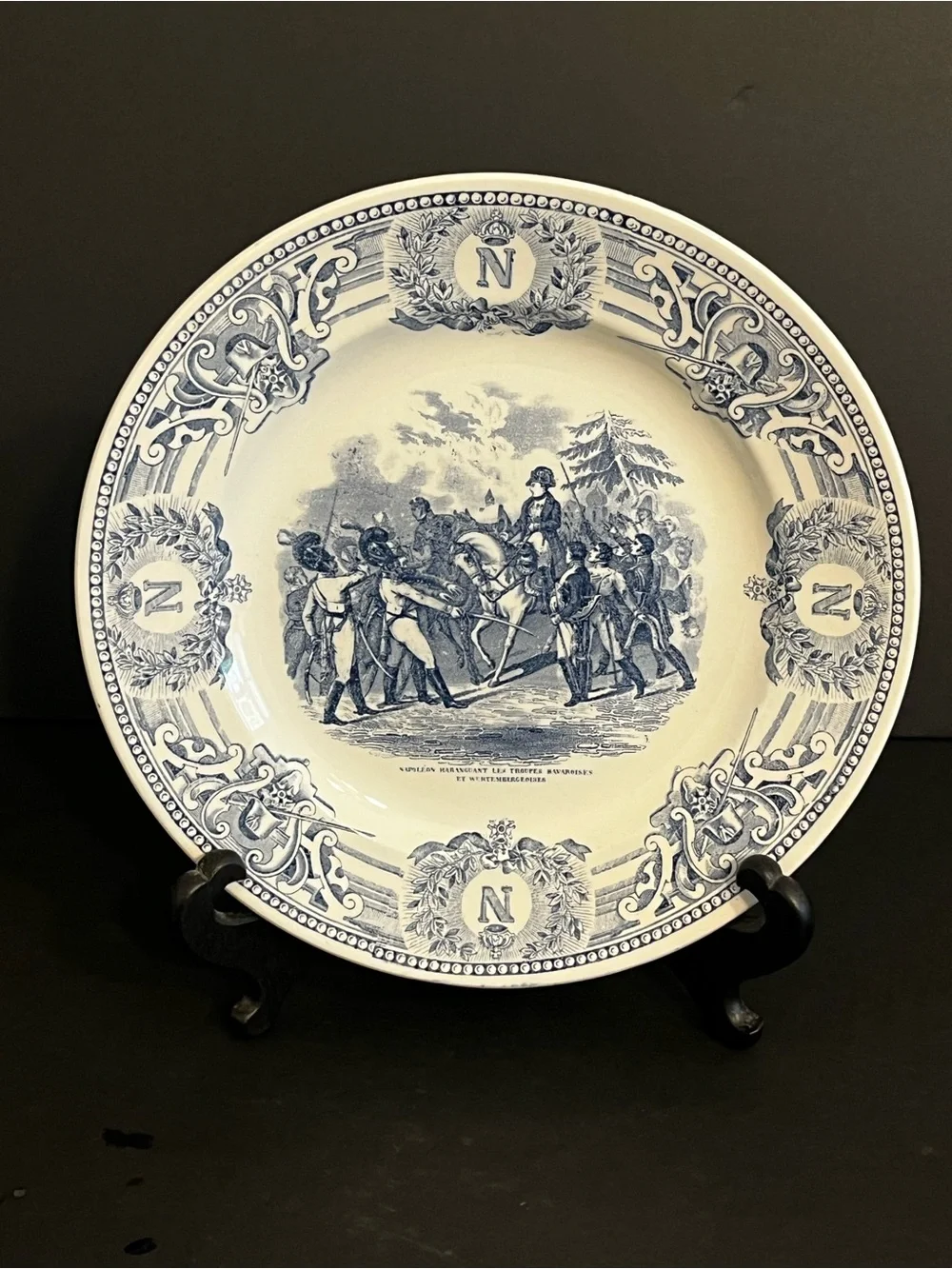 Antique 1800's NAPOLEON BONAPARTE Blue Transferware Keramis BFBelgium plate